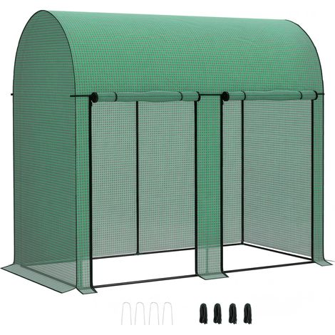 Serre de jardin 2 m² serre à tomates 2 portes zippées enroulables acier PE haute densité anti-UV 2 x 1 x 1,78 m vert (1/5)