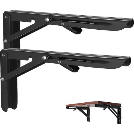 450mm Équerre Pliante, 2Pcs Noir Support Console Pliable, Supports D' étagères Pliants Charge, Lourds Support Console Pliable,Equerre Etagere, Pour Garage,Cuisine,Chambre,100KG/220lbs Porteur (1/5)
