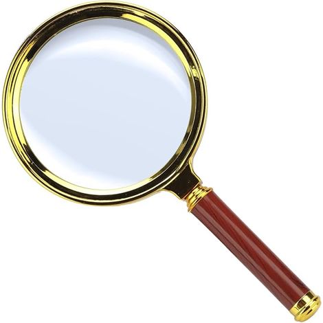 10-fache Vergrößerungslupe mit Griff in Holzoptik – 90-mm-Leselupe mit Glaslinse – für Senioren, zum Lesen, für Schmuck und Hobbys – im Stil von Sherlock Holmes (1/5)