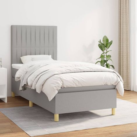 Boxspringbett mit Matratze Hellgrau 90x200 cm Stoff (1/5)