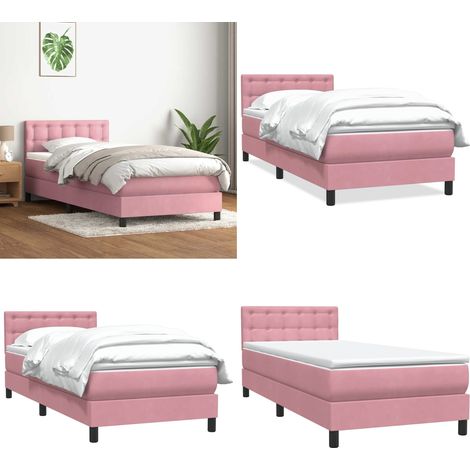 vidaXL Boxspringbett mit Matratze Rosa 80x220 cm Samt (1/5)