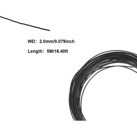 Fil d'aluminium noir (2 mm) 5 m/rouleau, forme bonsaï, disponible en six tailles pour le jardin et la création de formes pour plantes. (1/4)
