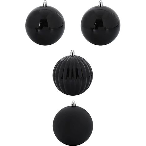 Ensemble de Boules de Noël XXL 4 pcs Noir Plastique (1/5)