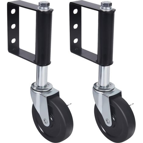 Gefederte Torlaufrolle Lenkrollen, 2 Stück Tor Stützrad Gefedert 360° Schiebetorrolle Rollen Schwerlast Transportrollen Lenkrolle Torrolle für Gartentor, Bauernhof, bis 50kg Tragfähigkeit