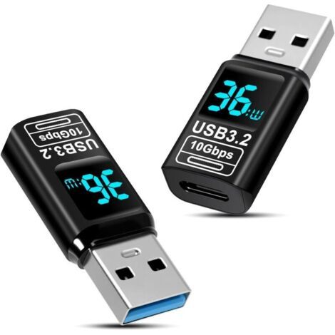 Lot de 2 adaptateurs USB A vers USB C 10 Gbps USB3.2 Gen 2, type A mâle vers C 3.2 femelle, compatible avec Phone 16 Pro Max/Pad et Thunderbolt 3/4, et appareils de type C (1/5)