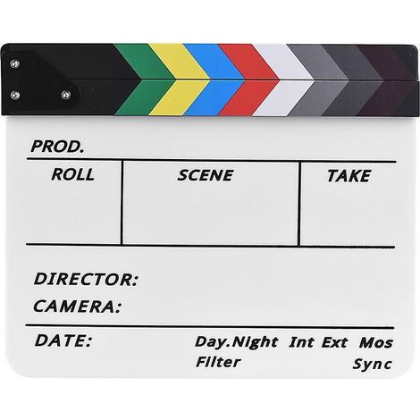 Clap de cinéma professionnel en acrylique effaçable à sec pour films et séries TV, montage de réalisateur, ardoise (1/5)