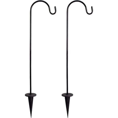 2er-Pack Hirtenstäbe, robuste und verstellbare Metall-Gartenpfähle mit Haken für Solarleuchten