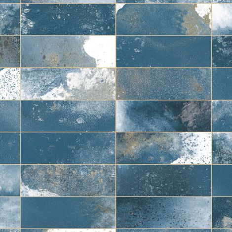 Carrelage Vintage effet Zellige Bleu 40x20x1,03 cm Atelora - Mur intérieur (vendu par carton de 0,96 m²) - RO'MA CARRELAGE