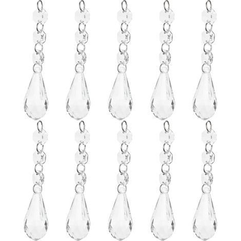 10pcs / bag Acrylic Teardrop Chandelier Pendant Hanging Beads Ceiling Lamp Decoration (1/5)