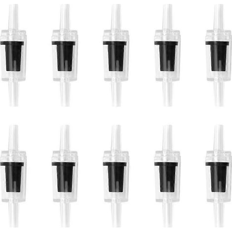 Lot de 10 clapets anti-retour pour stomates de 4 mm, compatibles avec les pompes à air d'aquarium. Valves d'arrêt en plastique noir. Noir (1/5)