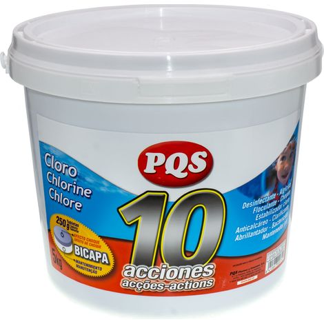 Chlore en galets bi-couche 10 fonctions 5 kgs. PQS