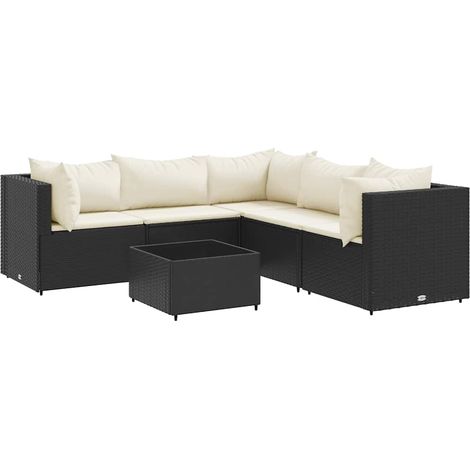 Maison Exclusive - Set Mobili da Giardino 6 pz con Cuscini in Polyrattan Nero