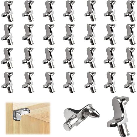60 Pièces Support pour Étagère, L Forme 5 mm Taquet Etagere Broches Cheville, Alliage de zinc Support d'étagère pour Meubles Armoire Bibliothèque (1/5)