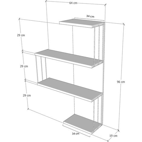 Mensola da parete in legno "Cambel" - 64 x 19 x 96 cm - Bianco
