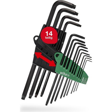 Wiha Stiftschlüssel Set mit ProStar Halter (24312) 13tlg. Torx Winkelschlüssel Satz Torxschlüssel T5+T6+T7+T8+T9+T10+T15+T20+T25+T27+T30+T40+T50 (1/5)