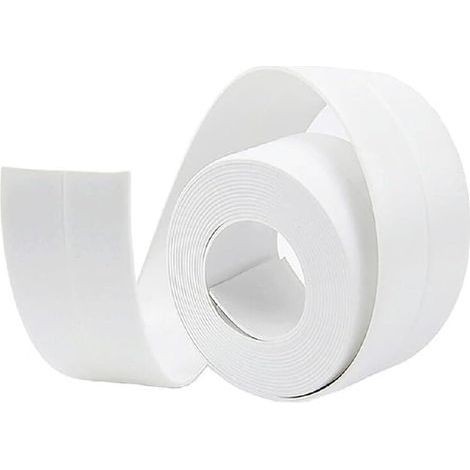 Schimmelresistentes und wasserdichtes Dichtungsband, weißes Silikondichtmittel für Badezimmer und Badewannen, weiches Klebeband, geeignet für Küchen, Toiletten und Ecken – 3,2 m x 3,8 mm – OUYLAF (1/4)