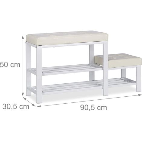 Banc d’entrée meuble chaussure banquette tabouret 90,5 cm blanc