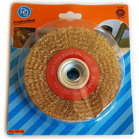 Spazzola circolare 120 mm in filo acciaio FORO 16 mm 487.00 PG (1/2)