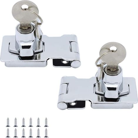 Lot de 2 verrous de porte métalliques de 65 mm avec cadenas et quincaillerie à clé (1/4)