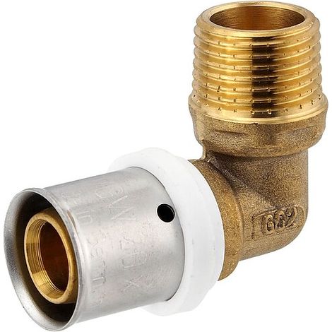 Pressfitting-Winkel 90° - 20 x 2,0 mm - 1/2 Zoll Außengewinde für MV-Rohr