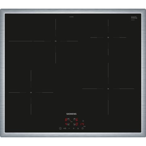 Siemens iQ300 EH645BFB6E plaque Noir, Acier inoxydable Intégré 60 cm Plaque avec zone à induction 4 zone(s)