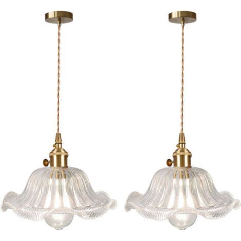 2PCS Vintage Indoor Ceiling Light Pendant Light Fixture in Glass Retro Chandelier Modern Hanging Light (1/5)