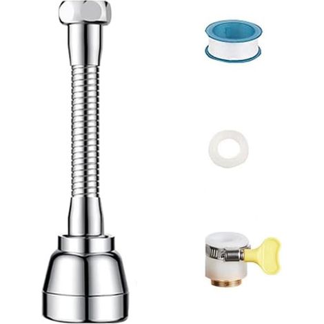 Extensor de grifo de cocina, extensor universal de latón de 172 mm para grifo de fregadero, grifo flexible de 360°, presurización antisalpicaduras de tres modos, accesorios de instalación (plateado) (1/4)