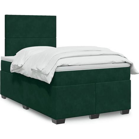 Sommier à lattes de lit et matelas Vert foncé 120x200cm Velours (1/5)