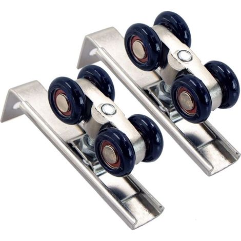 Roulette Porte Coulissante Placard Pulley - Ferrure De Porte Coulissante Profil Coulissage Alliage D'Aluminium Pour L'IntéRieur, Portes Passage, Bois, Coulissantes Verre, 2 PièCes (1/4)