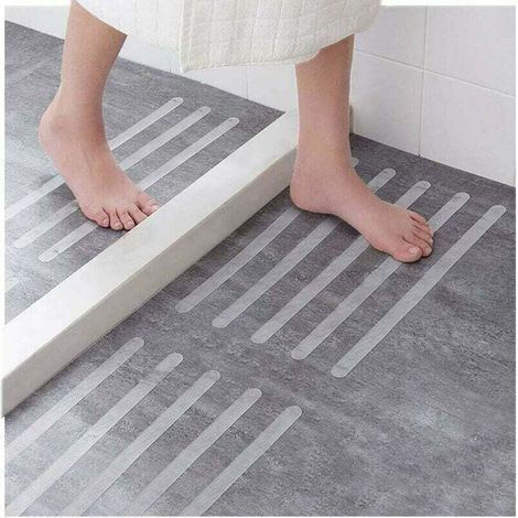 KZQ 24 Pièces Autocollants Antidérapants Autocollants de Douche Bandes de Sécurité pour le Bain Bandes Antidérapantes Auto-Adhésives Transparentes Autocollants pour Baignoires Douches(238cm) (1/3)
