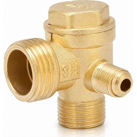 Clapet Anti Retour Compresseur, Filetage 3 Voies Soupape de Securite Compresseurs, 90 ° Mâle Fileté Pièces de Rechange pour Outil de Tube de Raccord, 20x16x10mm (1/5)