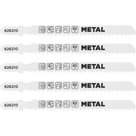 5x Lames de scie sauteuse pour métal, gros (pour aluminium, tôle, métaux non ferreux, verre acrylique) (1/2)