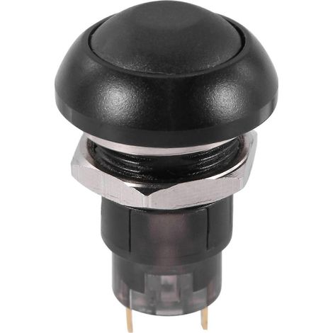 Interrupteur à bouton-poussoir étanche à verrouillage 12 mm SPST 2 A IP67, noir (1/5)
