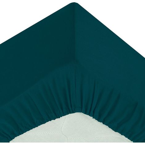 Drap Housse 1 Personne "Percale" 90x190cm Bleu Egéen (1/2)