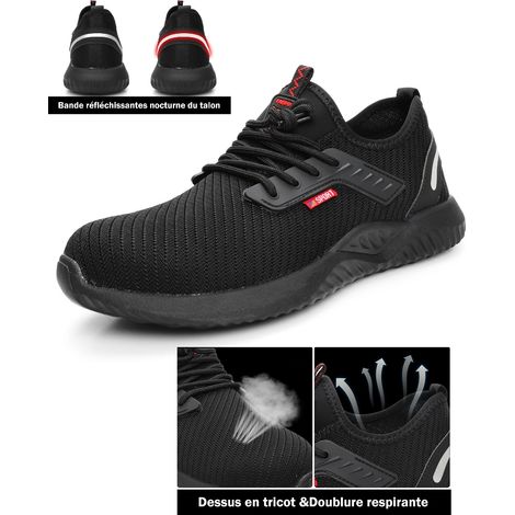 Chaussures de Securité Légère Baskets de Sécurité Chaussures de Travail Chaussure de Chantier Embout en Acier Respirantes Antidérapantes Homme Femme Unisexe Taille 45 Eu (1/5)