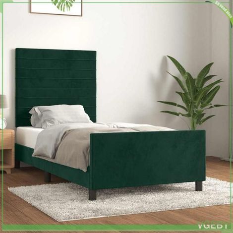 Cadre de lit - 3125791 - velours vert foncé - 90 x 190 cm - tête de lit réglable (1/5)