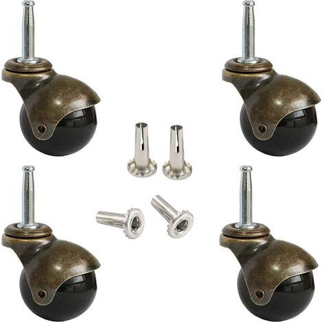 Set mit 4 Ersatz-Lenkrollen für Stühle, Klapptische und Teewagen, Tragkraft je 40 kg