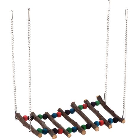 Pont suspendu à balançoire pour perroquet, perles colorées, échelle d'escalade en bois, jouet pour petit oiseau, perroquet, perles doubles, septième ordre (1/5)