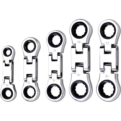 de 5 Clés Mixtes à Cliquet à Tête Flexible, de Mini-Clés, Tête Flexible à Double Extrémité Cylindrique, de Mini-Clés (1/5)