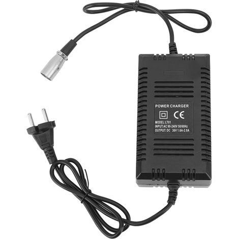 Chargeur vélo électrique DC 36V 1.6A-2.0A sortie 3 broches XLR pour batterie lithium trottinette, remplacement fiche UE 90-240V (1/5)