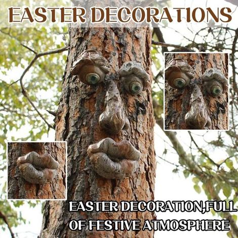 Vieil homme arbre Hugger, jardin Peep Yard, cour Sculpture Pâques Sculpture Sculpture visage visage jardin arrière-cour Decor