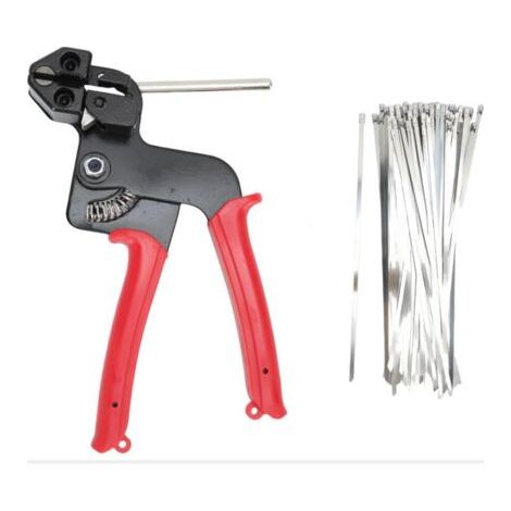 QORVA-100 Pcs (rouge) Kit de Liens en Métal Robuste, Outil de Cravate de Câble en Acier Inoxydable avec , 11,8 Pouces, Résistance de 200 Lb pour la Clôture de Liaison Chaîne, Tuyau