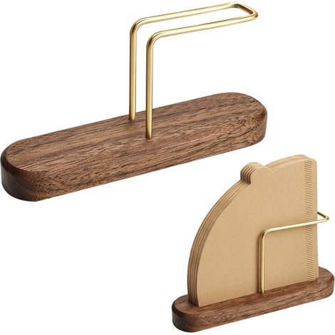 Porte-filtres à café en bois de noyer et papier, pour ranger les filtres en papier sur un plan de travail, dans la cuisine ou dans un café.-AquaForge (1/5)