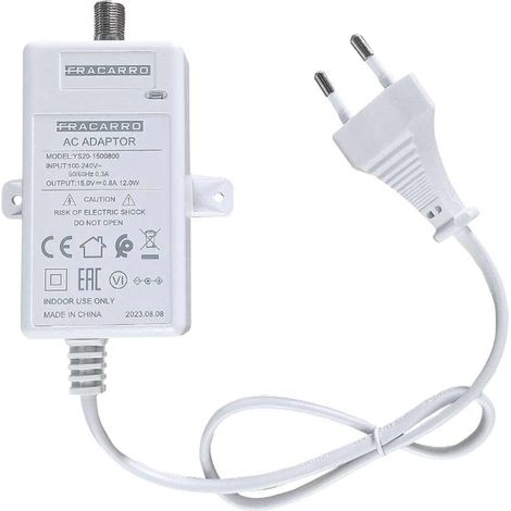 Alimentatore fracarro 15v 0.8a connettore f femmina bianco - 287760