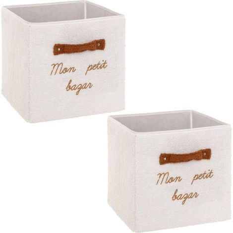 Lot de 2 boîtes de rangement en bouclette MON PETIT BAZAR (1/4)