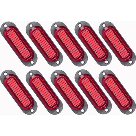10 luces de posición laterales LED 12/24V Luces de posición laterales LED para remolque Luz de advertencia lateral para camión RV Caravana (rojo), (1/4)