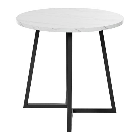 Table ronde marbre blanc noir avec structure métal moderne (1/5)