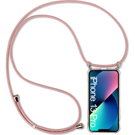 CUSTODIA TRASPARENTE PER IPHONE 13 PRO 6.1' CINTURINO ROSA (1/5)