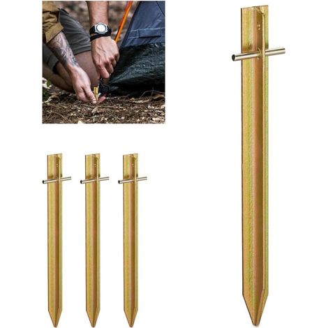 Ulisem8 Zeltheringe Stahl T-Profil 30cm lang Öse Zelthering stabil stoßfest Camping und Garten Bodenanker Gold (1/4)