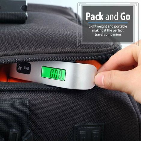 Bilancia da viaggio digitale, portatile 50kg/110lb, funzione tara/peso per viaggi, acquisti, spedizioni e uso generale. (1/3)